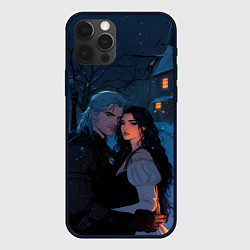 Чехол для iPhone 12 Pro Йеннифэр и Геральт зимой, цвет: 3D-черный