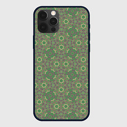 Чехол для iPhone 12 Pro Зелено-фиолетовый калейдоскоп, цвет: 3D-черный