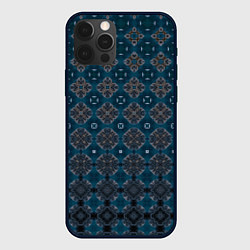 Чехол для iPhone 12 Pro Сине-черный узорчатый градиент, цвет: 3D-черный