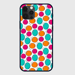 Чехол для iPhone 12 Pro Розовые, оранжевые и бирюзовые шары, цвет: 3D-черный