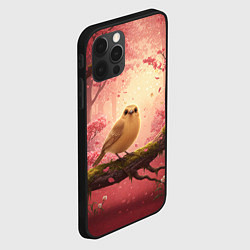 Чехол для iPhone 12 Pro Желтая птица в розовом цветущем лесу, цвет: 3D-черный — фото 2