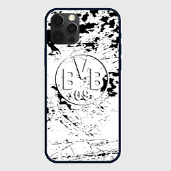 Чехол для iPhone 12 Pro Borussia черно белые краски, цвет: 3D-черный