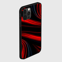 Чехол для iPhone 12 Pro Чёрный с красными волнистыми полосами, цвет: 3D-черный — фото 2