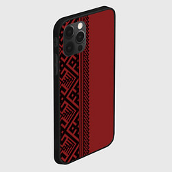Чехол для iPhone 12 Pro Узоры славянские в красном цвете, цвет: 3D-черный — фото 2