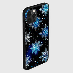 Чехол для iPhone 12 Pro Стилизованный чёрно-синий со снежинками, цвет: 3D-черный — фото 2