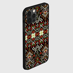 Чехол для iPhone 12 Pro Традиционные росписные орнаментные узоры в славянс, цвет: 3D-черный — фото 2