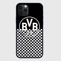 Чехол для iPhone 12 Pro Borussia шахматная клетка, цвет: 3D-черный