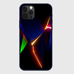 Чехол для iPhone 12 Pro Neon colored geometric, цвет: 3D-черный