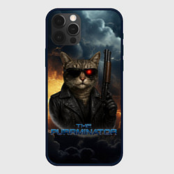 Чехол для iPhone 12 Pro The purrminator кот терминатор, цвет: 3D-черный