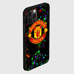 Чехол для iPhone 12 Pro Манчестер Юнайтед неоновые краски, цвет: 3D-черный — фото 2