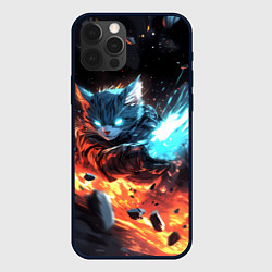 Чехол для iPhone 12 Pro Кот в космосе киберпанк, цвет: 3D-черный
