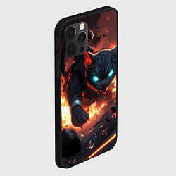 Чехол для iPhone 12 Pro Кот летит после взрыва - киберпанк, цвет: 3D-черный — фото 2