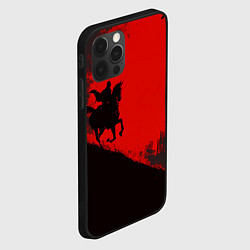 Чехол для iPhone 12 Pro Лошадь скачет на красном фоне, цвет: 3D-черный — фото 2