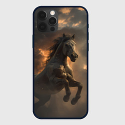 Чехол для iPhone 12 Pro Лошадь в прыжке на фоне неба, цвет: 3D-черный