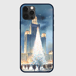 Чехол для iPhone 12 Pro Новый год в Москве, цвет: 3D-черный