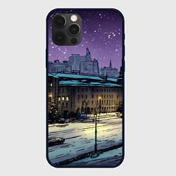 Чехол для iPhone 12 Pro Ночь в новогодней Москве, цвет: 3D-черный