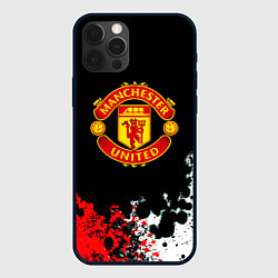 Чехол для iPhone 12 Pro Манчестер Юнайтед краски абстрактные, цвет: 3D-черный