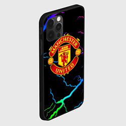 Чехол для iPhone 12 Pro Манчестер Юнайтед неоновые молнии, цвет: 3D-черный — фото 2
