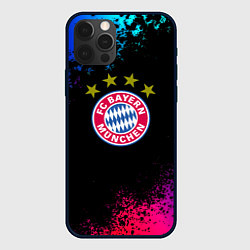 Чехол для iPhone 12 Pro Бавария Мюнхен краски неон градиент, цвет: 3D-черный