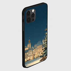 Чехол для iPhone 12 Pro Новогодняя атмосфера в городе, цвет: 3D-черный — фото 2