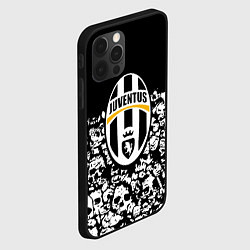 Чехол для iPhone 12 Pro Ювентус черно белые черепа, цвет: 3D-черный — фото 2