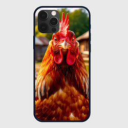 Чехол для iPhone 12 Pro Злой взгляд петуха, цвет: 3D-черный