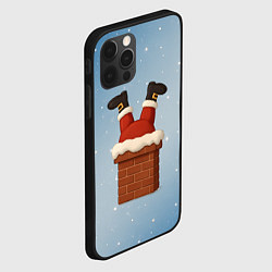 Чехол для iPhone 12 Pro Санта торчит из трубы, цвет: 3D-черный — фото 2