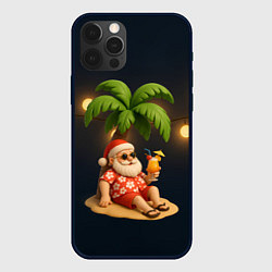 Чехол для iPhone 12 Pro Санта чиллит под пальмой, цвет: 3D-черный