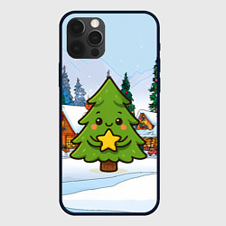 Чехол для iPhone 12 Pro Милая елочка со звездой, цвет: 3D-черный