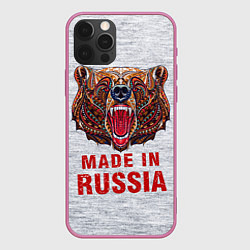 Чехол для iPhone 12 Pro Bear: Made in Russia, цвет: 3D-малиновый