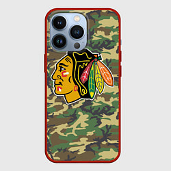 Чехол для iPhone 13 Pro Blackhawks Camouflage, цвет: 3D-красный