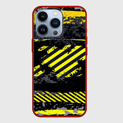 Чехол для iPhone 13 Pro Grunge Line, цвет: 3D-красный
