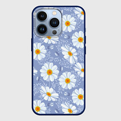 Чехол для iPhone 13 Pro Нежные ромашки, цвет: 3D-тёмно-синий