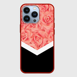 Чехол для iPhone 13 Pro Розовые розы, цвет: 3D-красный