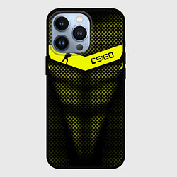 Чехол для iPhone 13 Pro CS:GO Yellow Carbon, цвет: 3D-черный