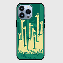 Чехол для iPhone 13 Pro Африканские жирафы, цвет: 3D-черный