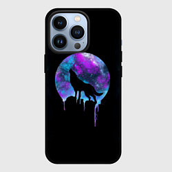 Чехол для iPhone 13 Pro Лунный неоновый волк, цвет: 3D-черный