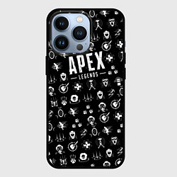 Чехол для iPhone 13 Pro Apex Legends: Black Pattern, цвет: 3D-черный