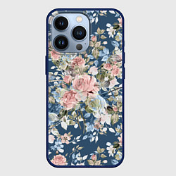 Чехол для iPhone 13 Pro Цветущие розы, цвет: 3D-тёмно-синий