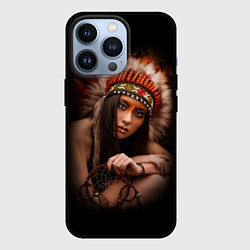 Чехол для iPhone 13 Pro Индейская девушка, цвет: 3D-черный