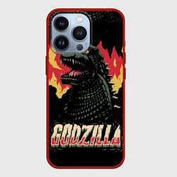 Чехол для iPhone 13 Pro Flame Godzilla, цвет: 3D-красный