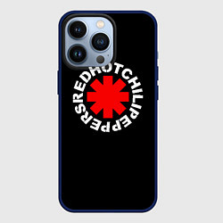 Чехол для iPhone 13 Pro Red Hot chili peppers logo on black, цвет: 3D-тёмно-синий