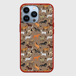 Чехол для iPhone 13 Pro Кони-лошади, цвет: 3D-красный