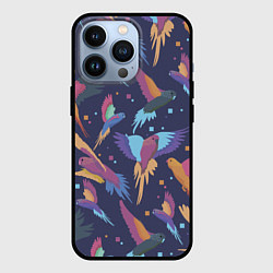 Чехол для iPhone 13 Pro Райские попугаи, цвет: 3D-черный