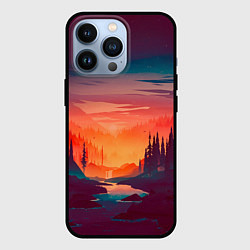 Чехол для iPhone 13 Pro Minimal forest sunset, цвет: 3D-черный