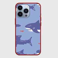 Чехол для iPhone 13 Pro Акулий косяк, цвет: 3D-красный