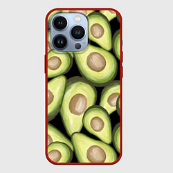 Чехол для iPhone 13 Pro Avocado background, цвет: 3D-красный