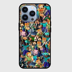 Чехол для iPhone 13 Pro MINECRAFT ПЕРСОНАЖИ, цвет: 3D-черный