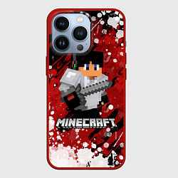 Чехол для iPhone 13 Pro Minecraft Майнкрафт, цвет: 3D-красный