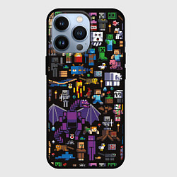 Чехол для iPhone 13 Pro MINECRAFT, цвет: 3D-черный